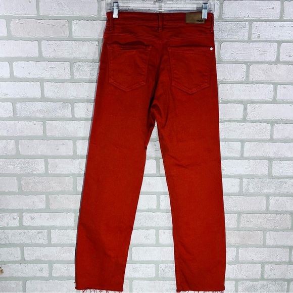 Mavi Barcelona High Rise Wide Leg Raw Hem Jeans in Orange Size 26 - Picture 5 of 10